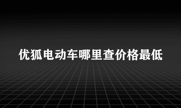 优狐电动车哪里查价格最低