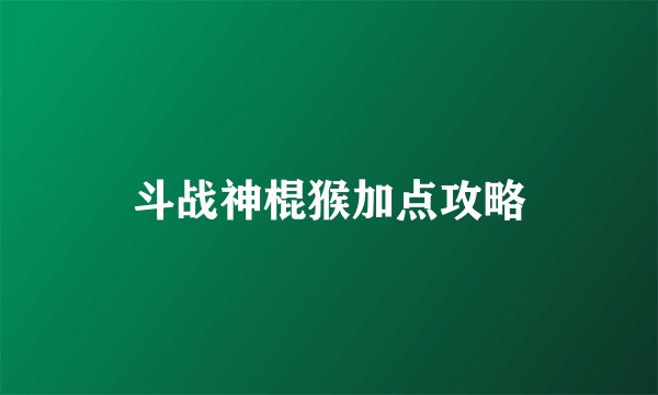 斗战神棍猴加点攻略