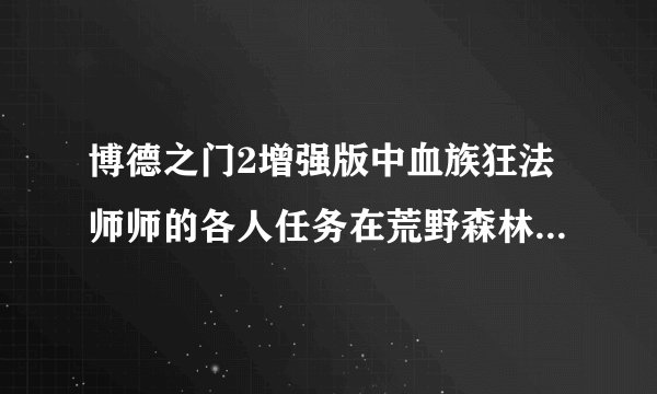 博德之门2增强版中血族狂法师师的各人任务在荒野森林，怎么过