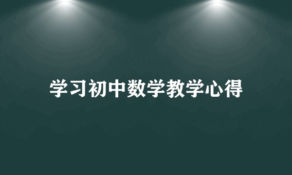 学习初中数学教学心得