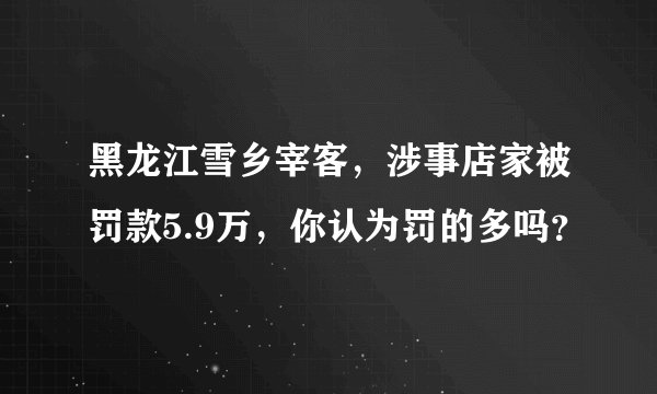 黑龙江雪乡宰客，涉事店家被罚款5.9万，你认为罚的多吗？