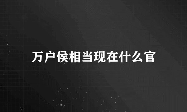 万户侯相当现在什么官