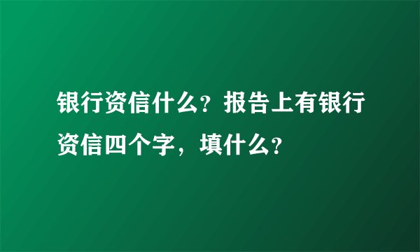 银行资信什么？报告上有银行资信四个字，填什么？
