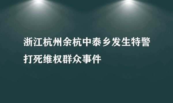 浙江杭州余杭中泰乡发生特警打死维权群众事件