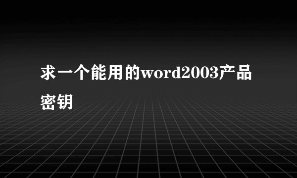 求一个能用的word2003产品密钥