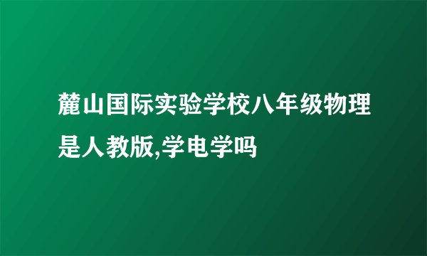 麓山国际实验学校八年级物理是人教版,学电学吗