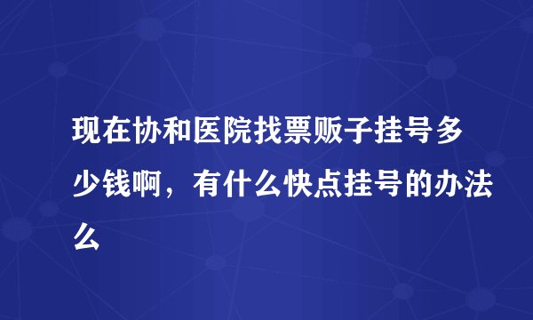现在协和医院找票贩子挂号多少钱啊，有什么快点挂号的办法么