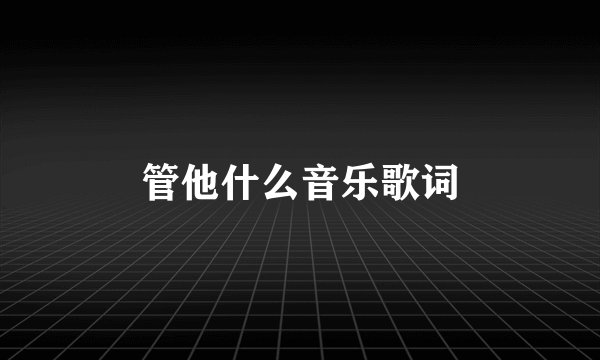 管他什么音乐歌词