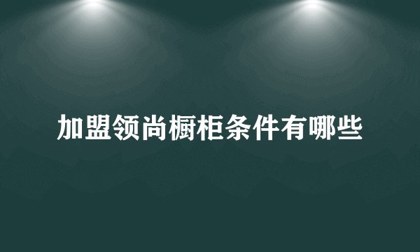 加盟领尚橱柜条件有哪些