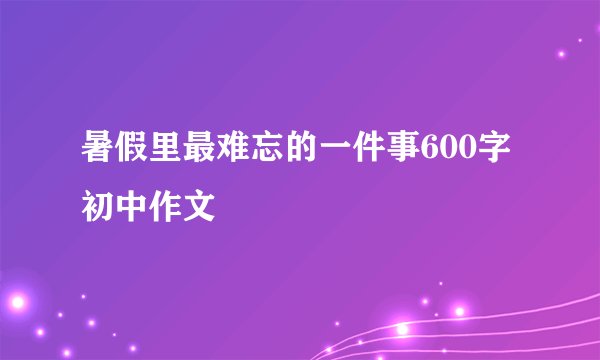 暑假里最难忘的一件事600字初中作文