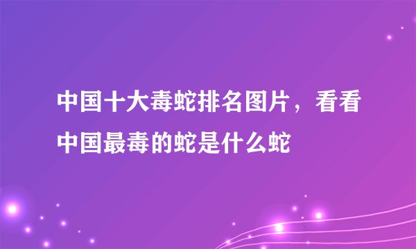 中国十大毒蛇排名图片，看看中国最毒的蛇是什么蛇