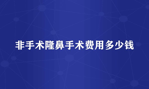 非手术隆鼻手术费用多少钱