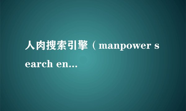 人肉搜索引擎（manpower search engine