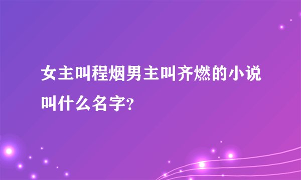 女主叫程烟男主叫齐燃的小说叫什么名字？
