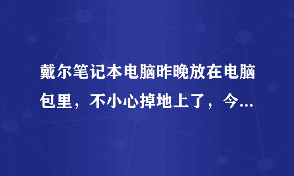 戴尔笔记本电脑昨晚放在电脑包里，不小心掉地上了，今天开机就这样了，求大神告知什么情况，以及怎么解决