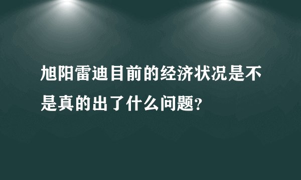 旭阳雷迪目前的经济状况是不是真的出了什么问题？
