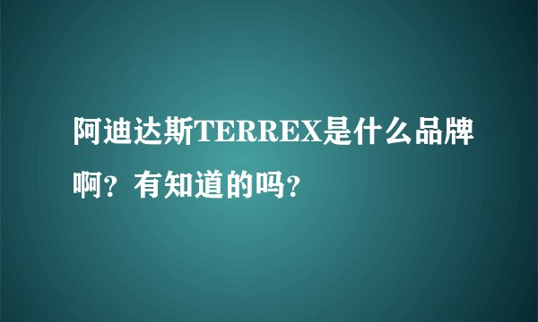 阿迪达斯TERREX是什么品牌啊？有知道的吗？