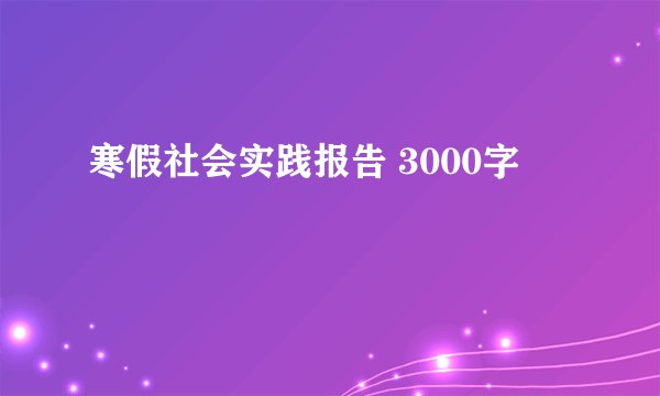 寒假社会实践报告 3000字