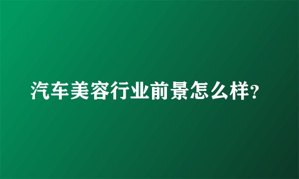 汽车美容行业前景怎么样？