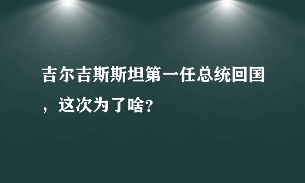 吉尔吉斯斯坦第一任总统回国，这次为了啥？