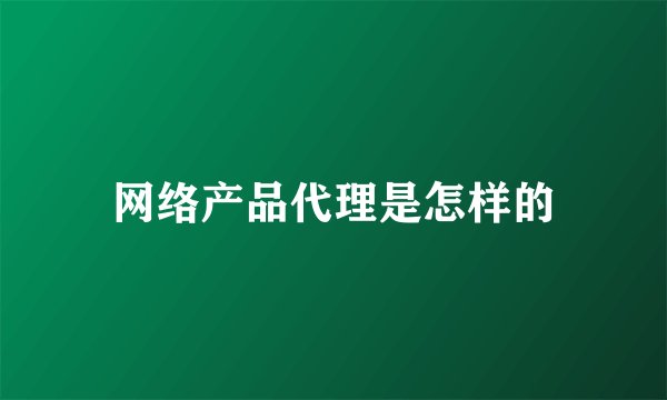 网络产品代理是怎样的