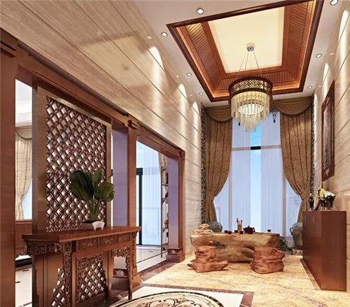 新中式玄关装修效果图   新中式玄关完美诠释中国风