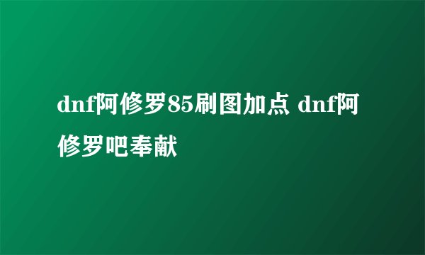 dnf阿修罗85刷图加点 dnf阿修罗吧奉献