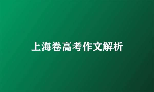 上海卷高考作文解析