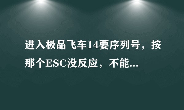 进入极品飞车14要序列号，按那个ESC没反应，不能跳过去啊，进步了啊，怎么办啊，那个免序列号补丁也不行啊