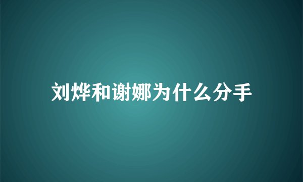 刘烨和谢娜为什么分手