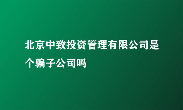 北京中致投资管理有限公司是个骗子公司吗
