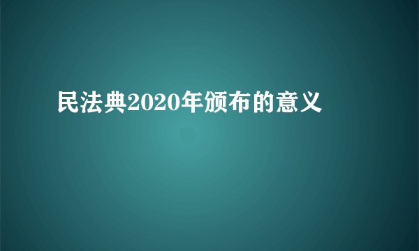 民法典2020年颁布的意义