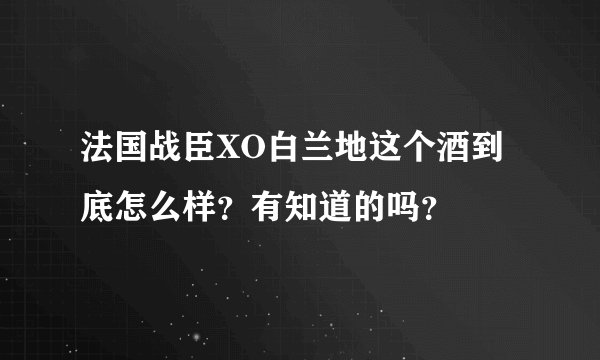 法国战臣XO白兰地这个酒到底怎么样？有知道的吗？
