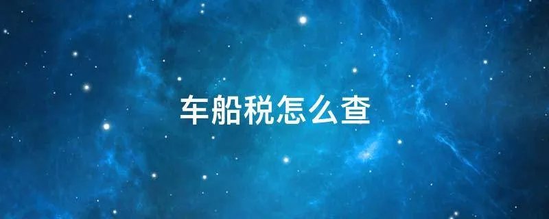 车船税怎么查