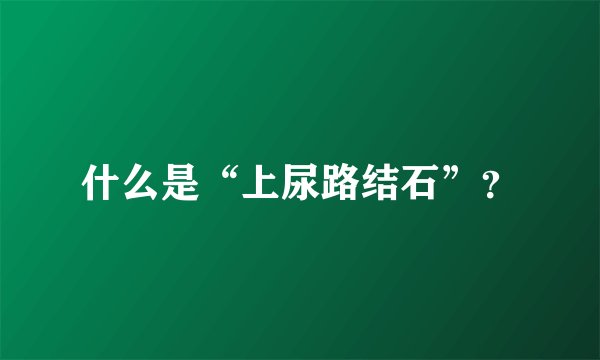 什么是“上尿路结石”？