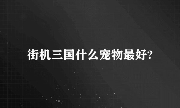 街机三国什么宠物最好?
