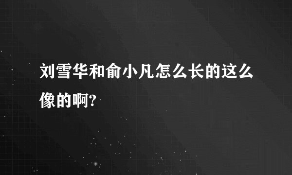 刘雪华和俞小凡怎么长的这么像的啊?