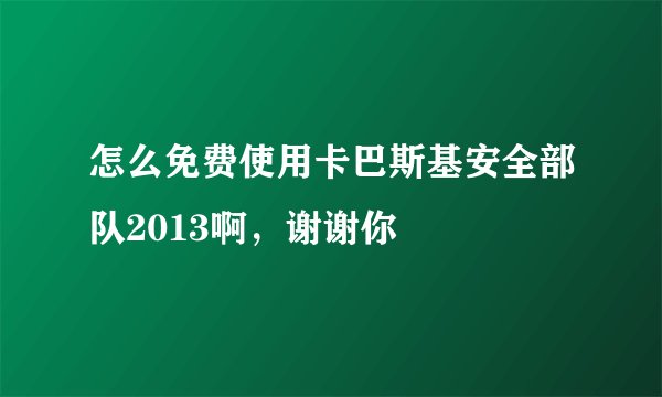 怎么免费使用卡巴斯基安全部队2013啊，谢谢你