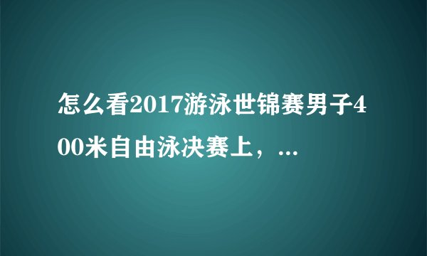 怎么看2017游泳世锦赛男子400米自由泳决赛上，孙杨以3分41秒38获得冠军？