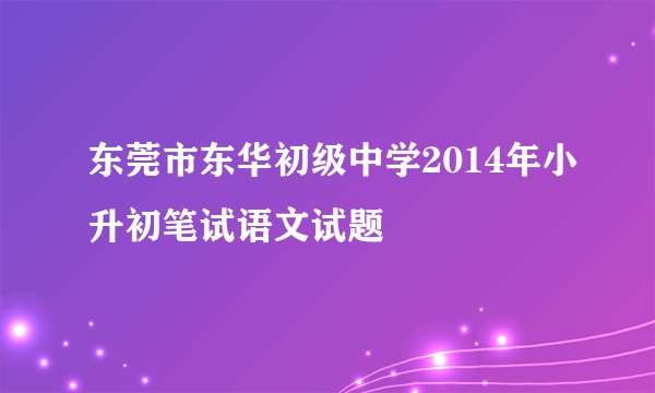 东莞市东华初级中学2014年小升初笔试语文试题