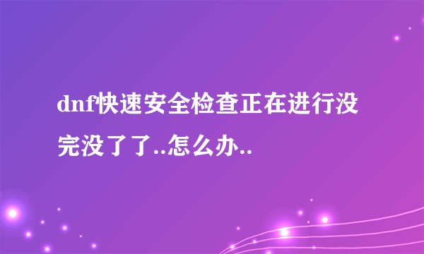 dnf快速安全检查正在进行没完没了了..怎么办..