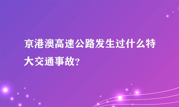 京港澳高速公路发生过什么特大交通事故？