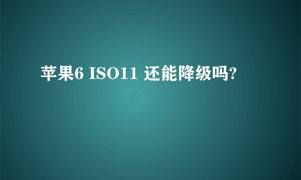 苹果6 ISO11 还能降级吗?
