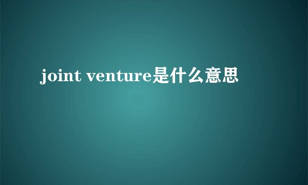 joint venture是什么意思