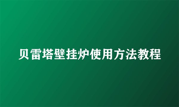 贝雷塔壁挂炉使用方法教程