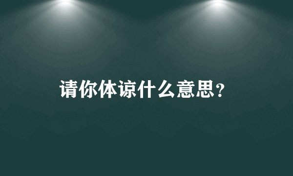 请你体谅什么意思？