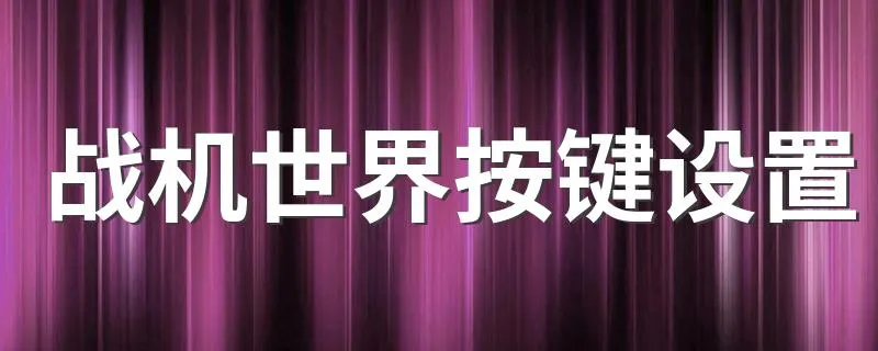 战机世界按键设置 下面给大家总结