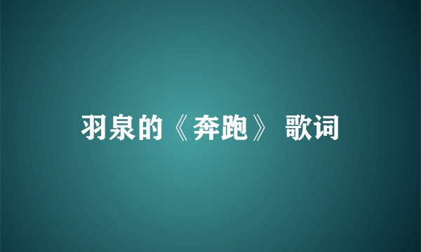 羽泉的《奔跑》 歌词