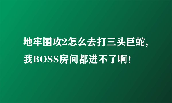 地牢围攻2怎么去打三头巨蛇,我BOSS房间都进不了啊！