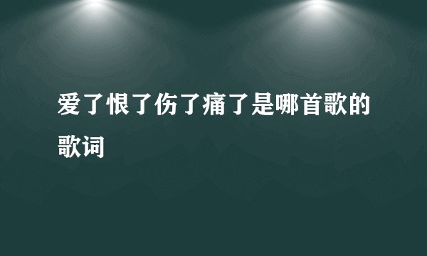 爱了恨了伤了痛了是哪首歌的歌词